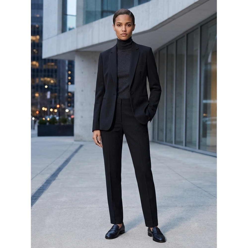 Theory Grinson CL Rosina Crepe Blazer Black Single Button Jacket Size 0 H0409102